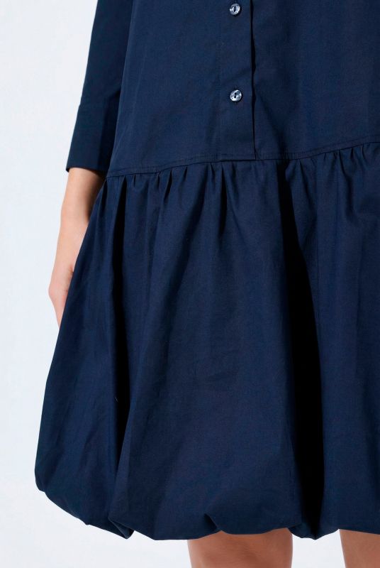 Eco Cotton Long Sleeve Balloon Hem Dress
