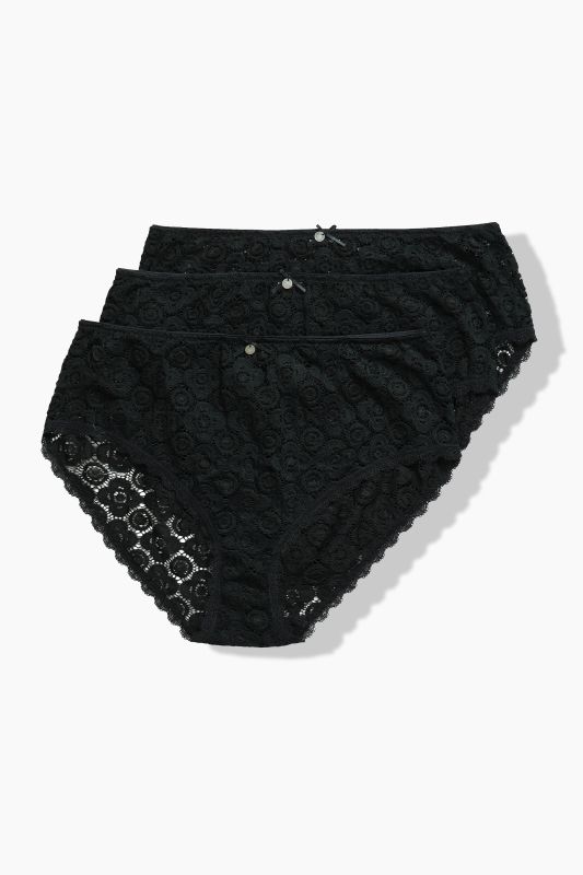 3 Pack TruYou Openwork Floral Midi Briefs