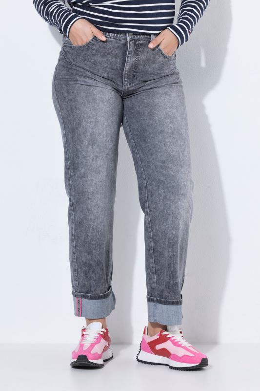 Acid Wash Fixed Cuff Stretch Fit Jeans