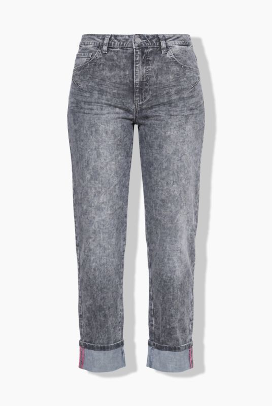 Acid Wash Fixed Cuff Stretch Fit Jeans