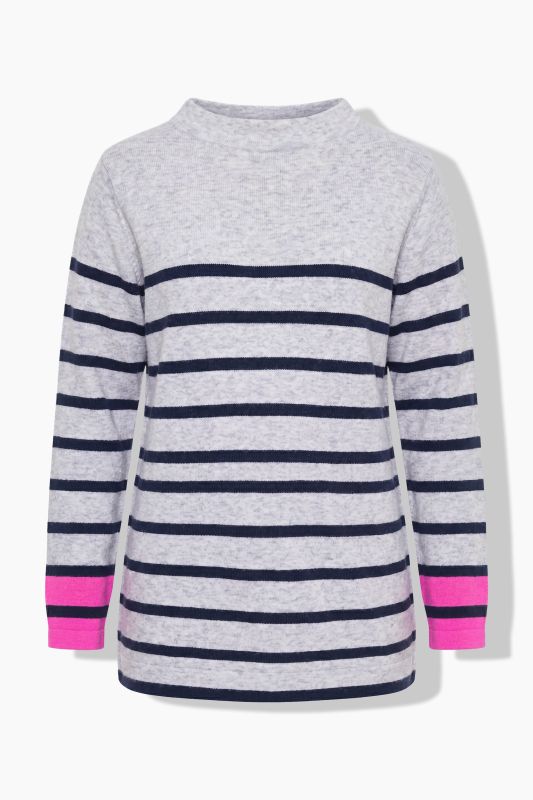 Color Pop Breton Stripe Long Sleeve Turtleneck Sweater