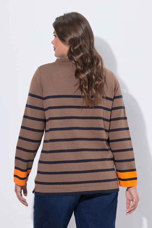 Color Pop Breton Stripe Long Sleeve Turtleneck Sweater