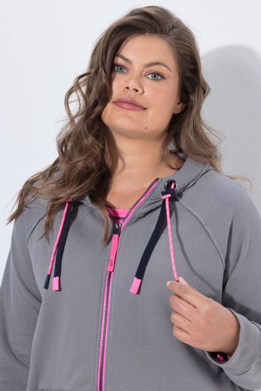 Contrast Color Zip-Up Hoodie