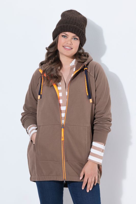 Contrast Color Zip-Up Hoodie