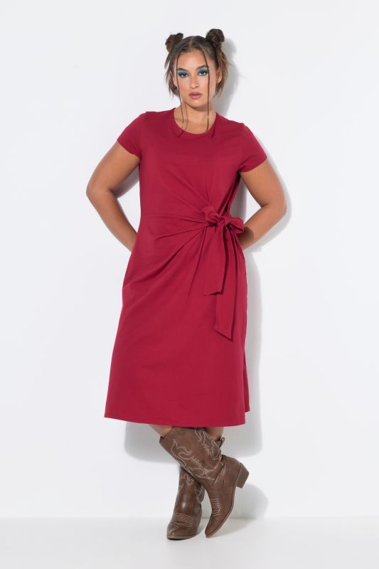 Tie Waist Midi Jersey Dress