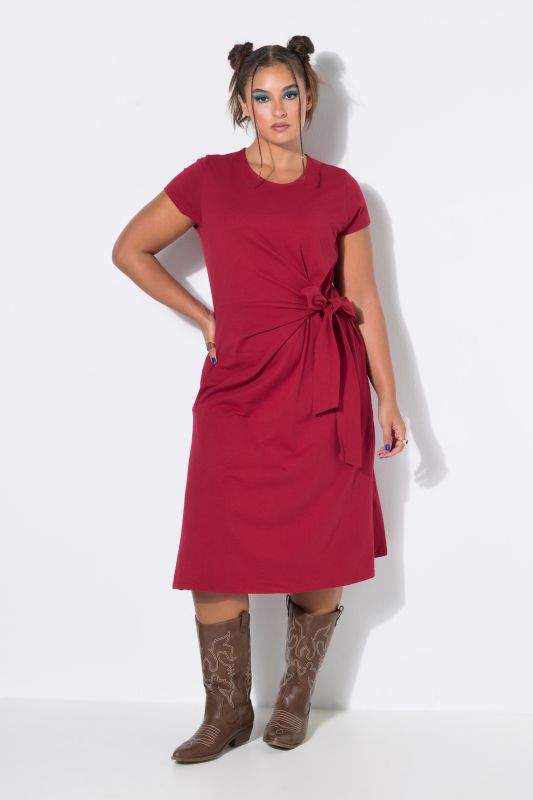 Tie Waist Midi Jersey Dress