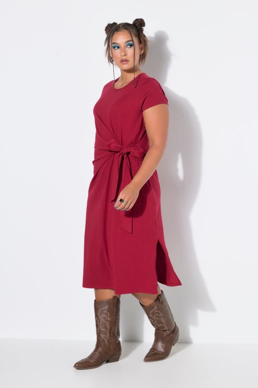 Tie Waist Midi Jersey Dress
