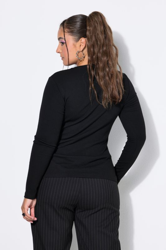 Ribbed Long Sleeve Crew Neck Tee