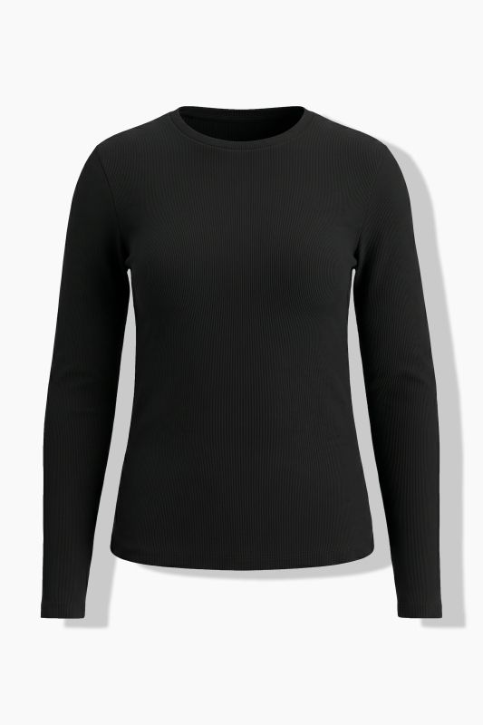 Ribbed Long Sleeve Crew Neck Tee