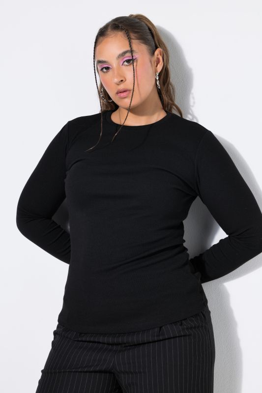 Ribbed Long Sleeve Crew Neck Tee