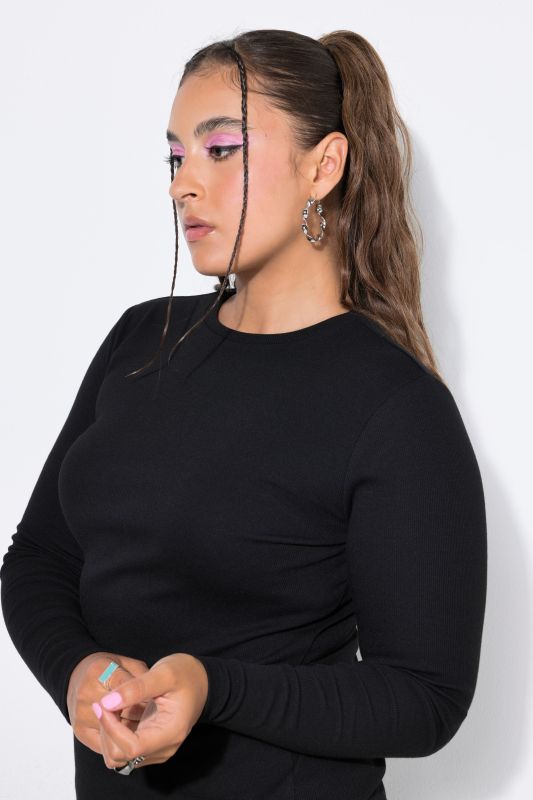 Ribbed Long Sleeve Crew Neck Tee