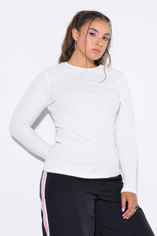 Ribbed Long Sleeve Crew Neck Tee