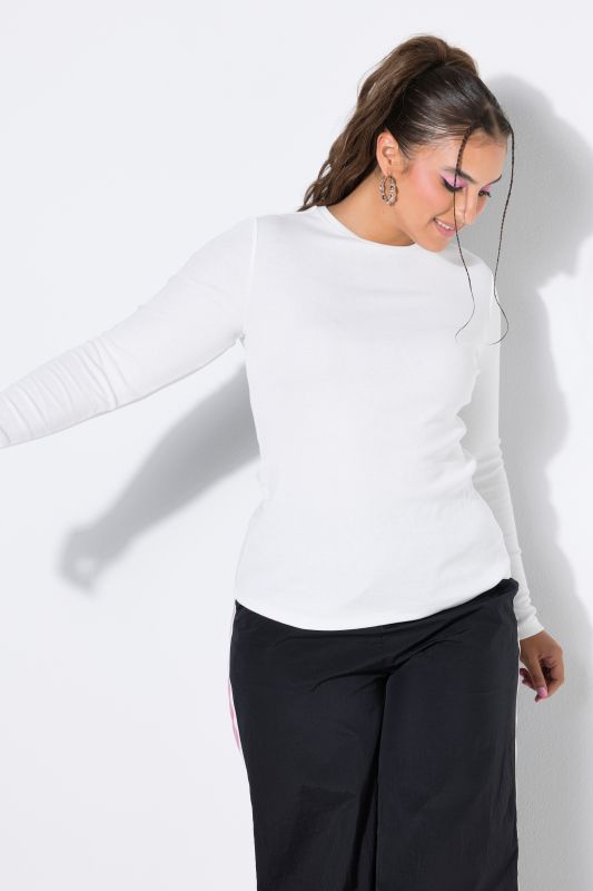 Ribbed Long Sleeve Crew Neck Tee