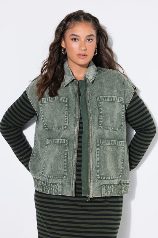 Acid Wash Four Pocket Denim Vest