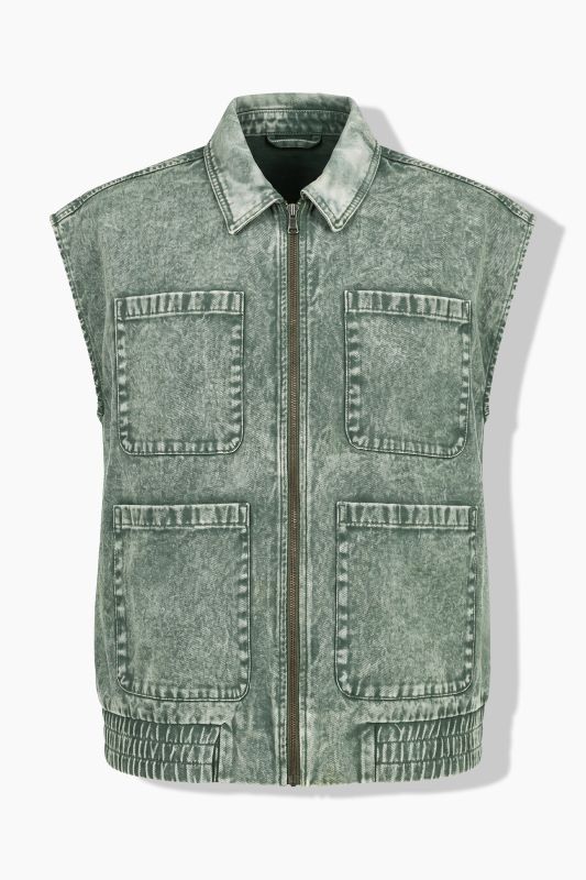 Acid Wash Four Pocket Denim Vest