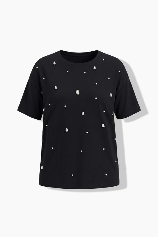 Baroque Pearl Beaded Short Sleeve Tee