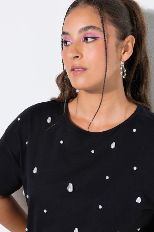 Baroque Pearl Beaded Short Sleeve Tee