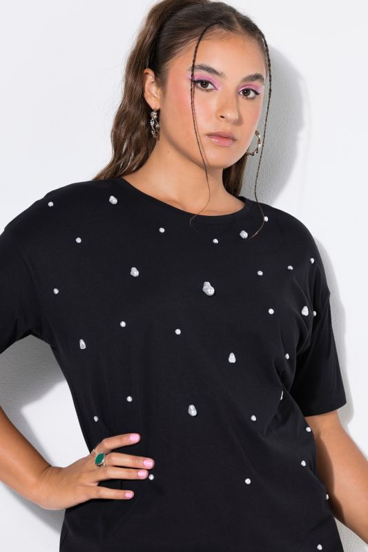 Baroque Pearl Beaded Short Sleeve Tee
