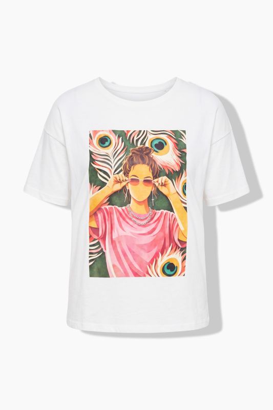Peacock Feather Oversized Short Sleeve Graphic Tee