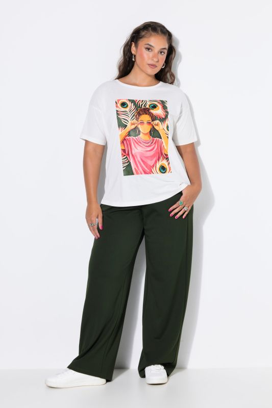 Peacock Feather Oversized Short Sleeve Graphic Tee