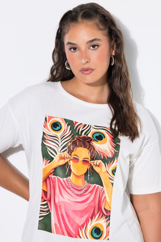Peacock Feather Oversized Short Sleeve Graphic Tee