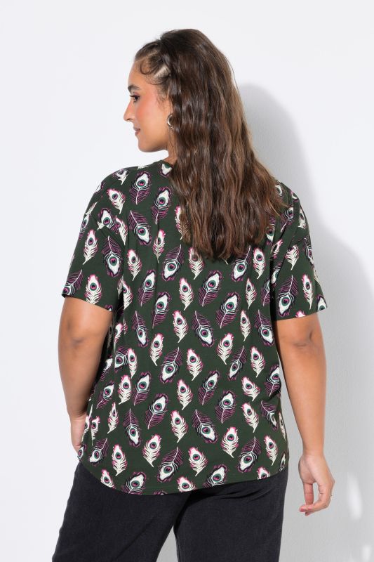 Peacock Feather Print Short Sleeve Tee