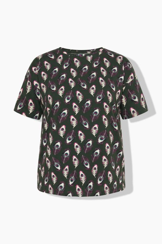 Peacock Feather Print Short Sleeve Tee