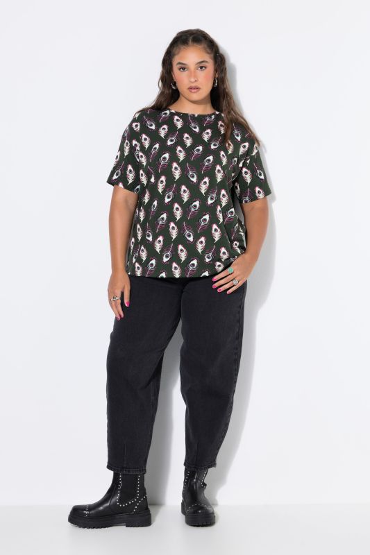 Peacock Feather Print Short Sleeve Tee