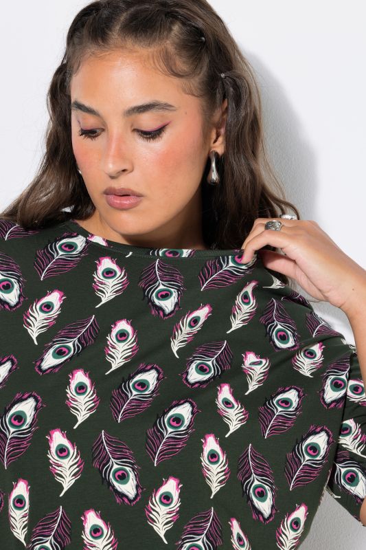 Peacock Feather Print Short Sleeve Tee