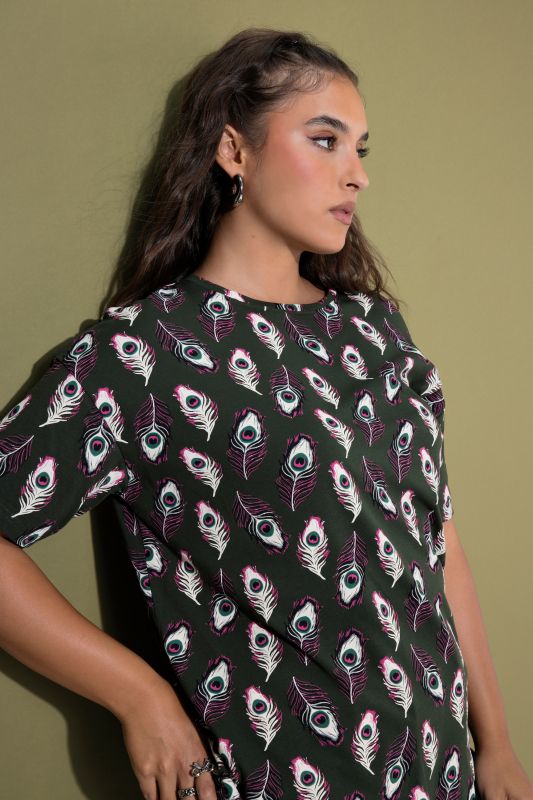 Peacock Feather Print Short Sleeve Tee