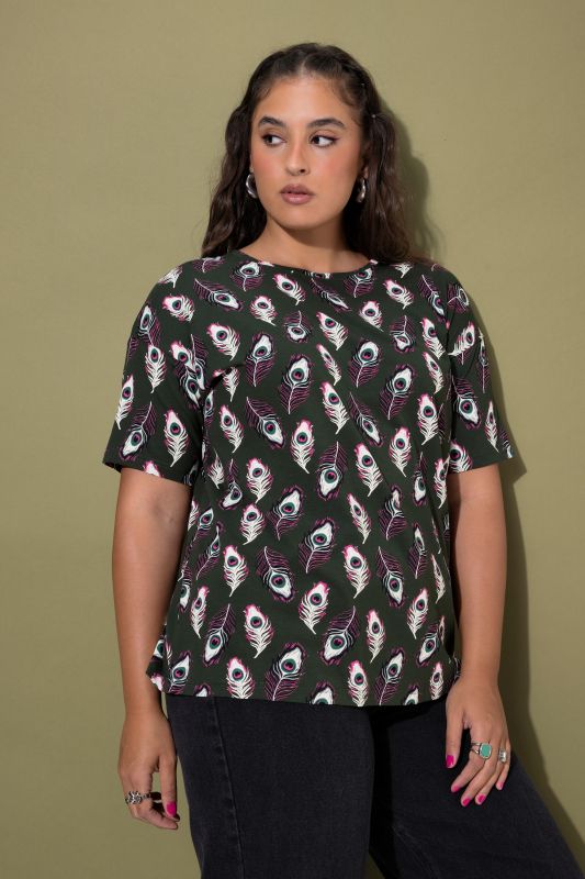 Peacock Feather Print Short Sleeve Tee