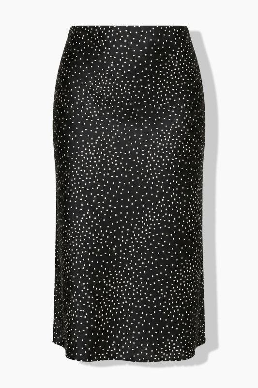 Satin Polka Dot A-Line Skirt