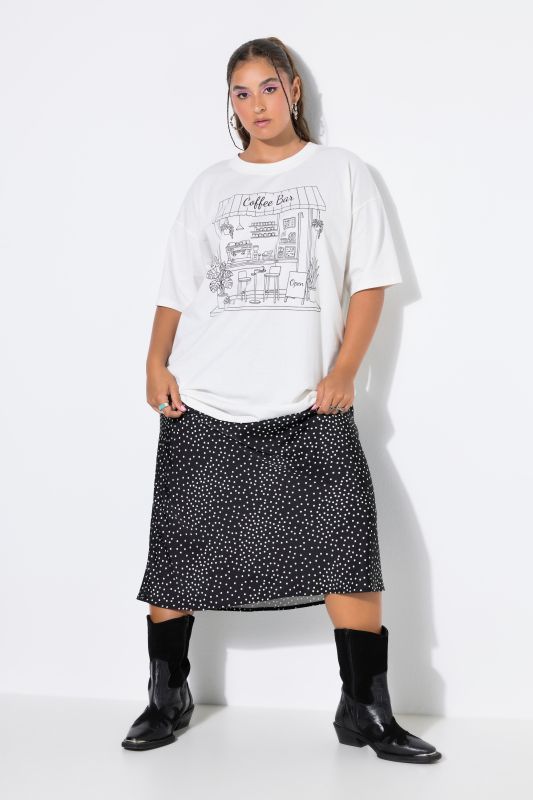 Satin Polka Dot A-Line Skirt
