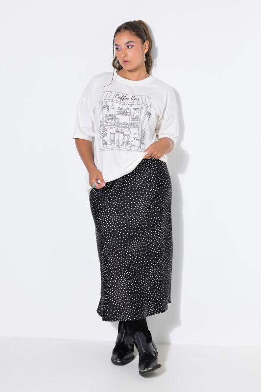 Satin Polka Dot A-Line Skirt
