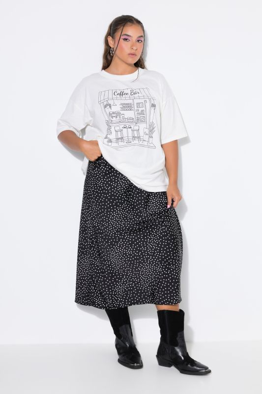 Satin Polka Dot A-Line Skirt