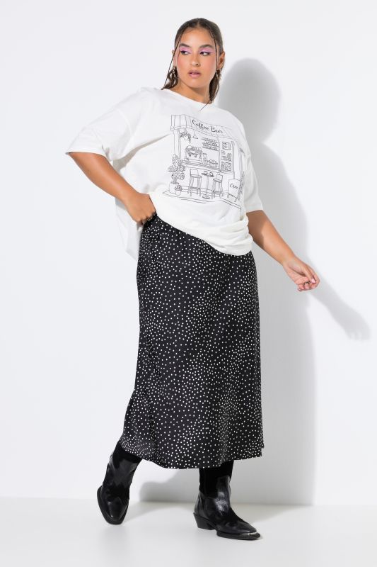 Satin Polka Dot A-Line Skirt