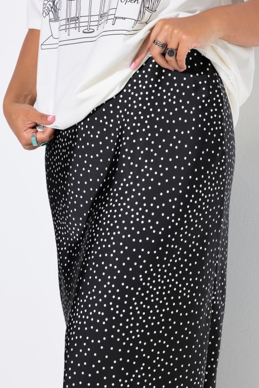 Satin Polka Dot A-Line Skirt