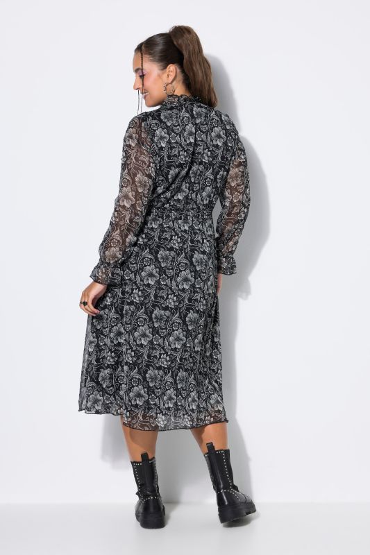 Floral Layered Chiffon Elastic Waist Ruffle Dress