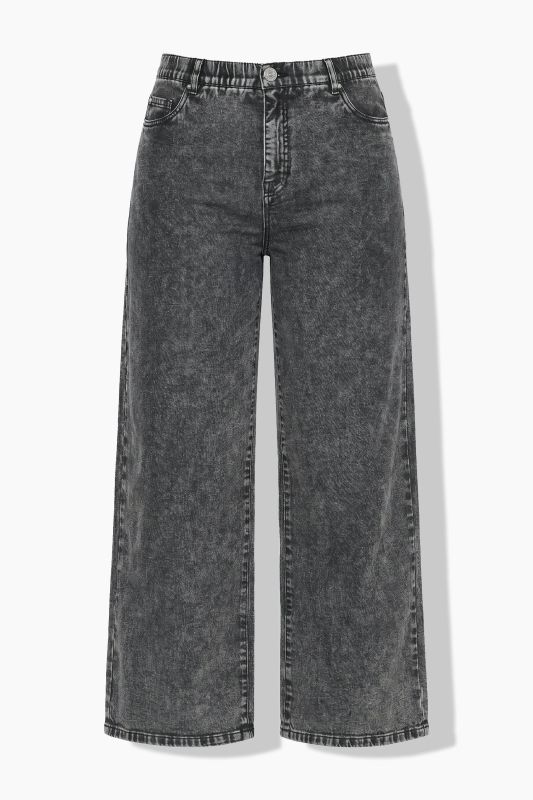 Snow Wash Stretch Fit Wide Leg Jeans