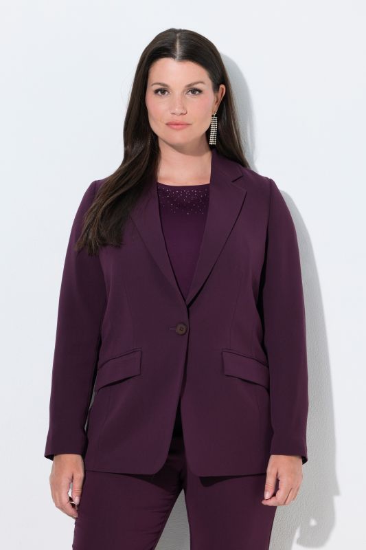 Triacetate Blend Lapel Collar Fully Lined Blazer