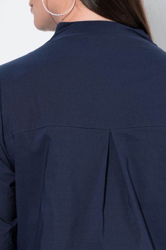 Goblet Collar Long Sleeve Ruffled Cuff Blouse