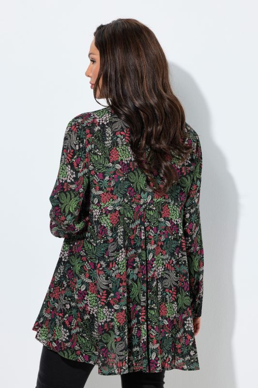 Floral Godet Pleated Tunic