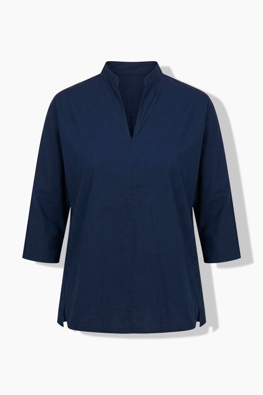Eco Cotton Decorative Seam 3/4 Sleeve Blouse