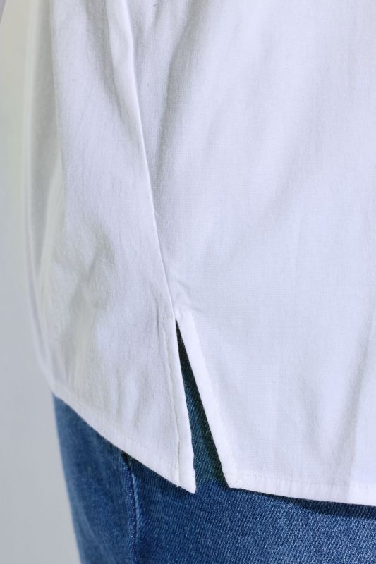 Eco Cotton Decorative Seam 3/4 Sleeve Blouse