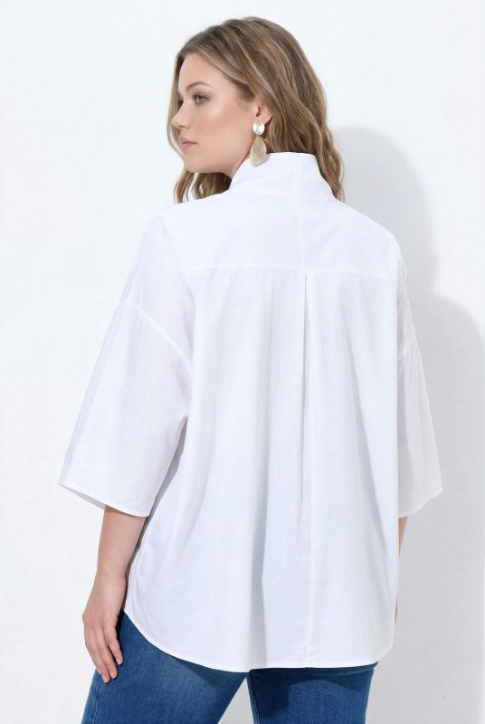 Eco Cotton Decorative Seam 3/4 Sleeve Blouse