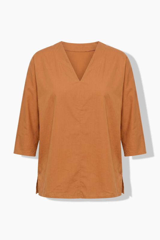 Eco Cotton Decorative Seam 3/4 Sleeve Blouse