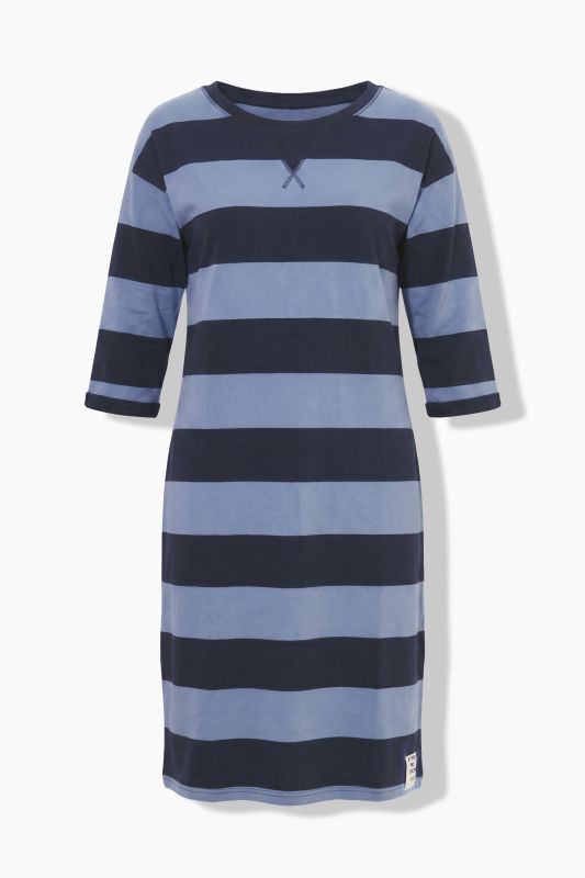 Eco Cotton Striped 3/4 Sleeve Sweatshirt Dress