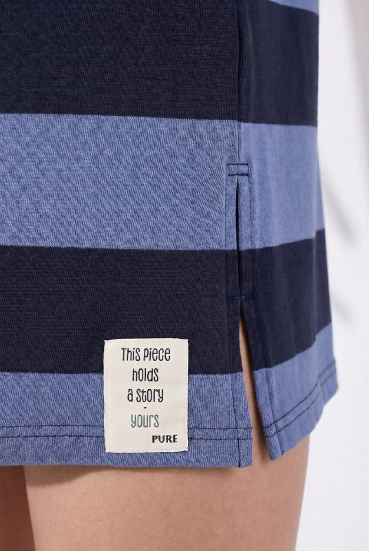 Eco Cotton Striped 3/4 Sleeve Sweatshirt Dress