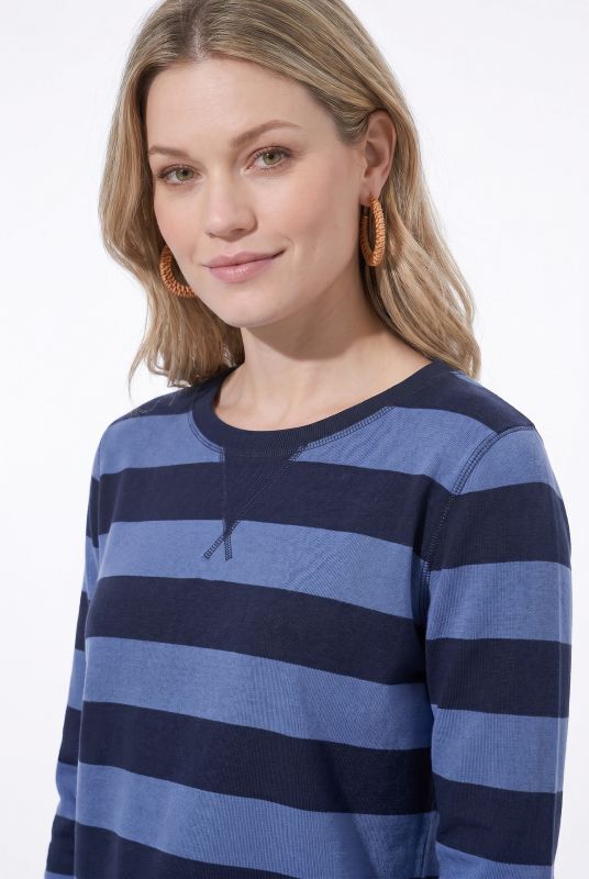 Eco Cotton Striped 3/4 Sleeve Sweatshirt Dress