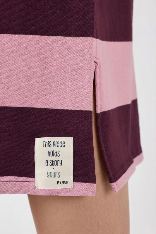 Eco Cotton Striped 3/4 Sleeve Sweatshirt Dress